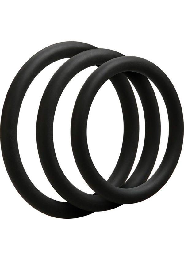 OptiMALE 3 C-Ring Set Silicone Cock Ring Thin (3 piece kit) - Black