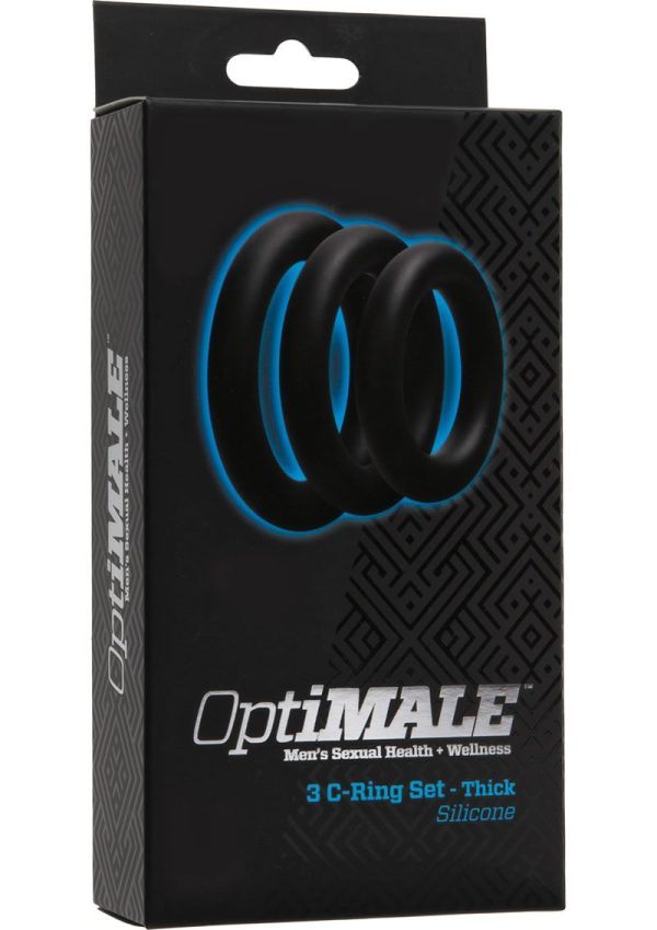 OptiMALE 3 C-Ring Set Silicone Cock Ring Thick (3 piece kit) - Black