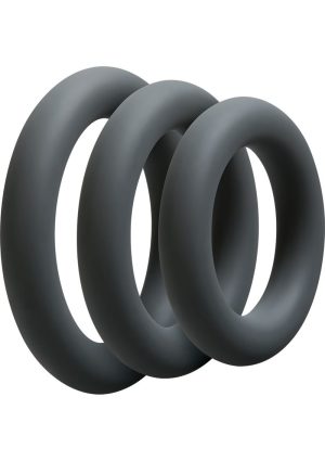 OptiMALE 3 C-Ring Set Silicone Cock Ring Thick (3 piece kit) - Slate