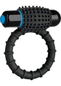 OptiMALE Silicone Vibrating Cock Ring with Bullet - Black