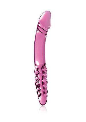 Icicles No. 57 Double-Sided Textured Glass Dildo 9in - Pink