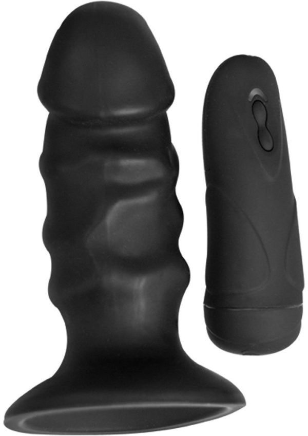 Ram Pulsating Butt Plug Vibrating 4in - Black