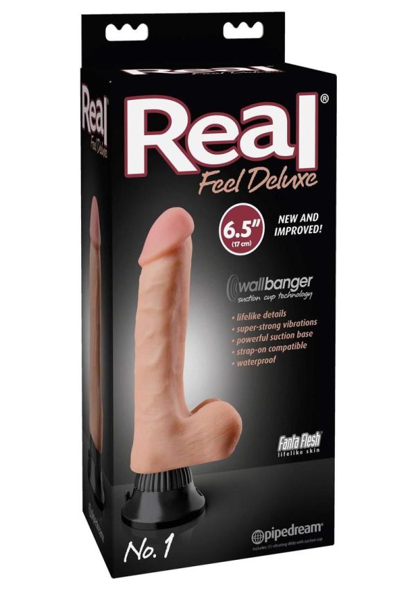 Real Feel Deluxe No. 1 Wallbanger Vibrating Dildo with Balls 6.5in - Vanilla