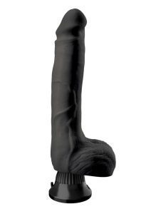 Real Feel Deluxe No. 7 Wallbanger Vibrating Dildo with Balls 9in - Black