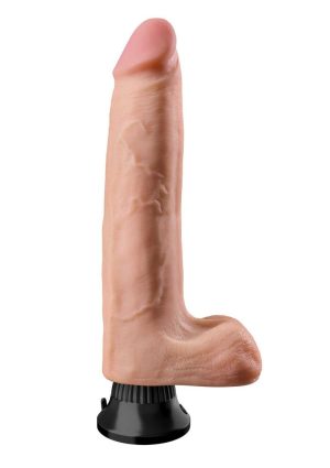 Real Feel Deluxe No. 10 Wallbanger Vibrating Dildo with Balls 10in - Vanilla