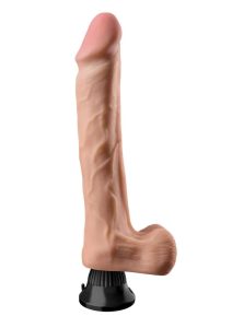 Real Feel Deluxe No. 12 Wallbanger Vibrating Dildo with Balls Waterproof 12in - Vanilla