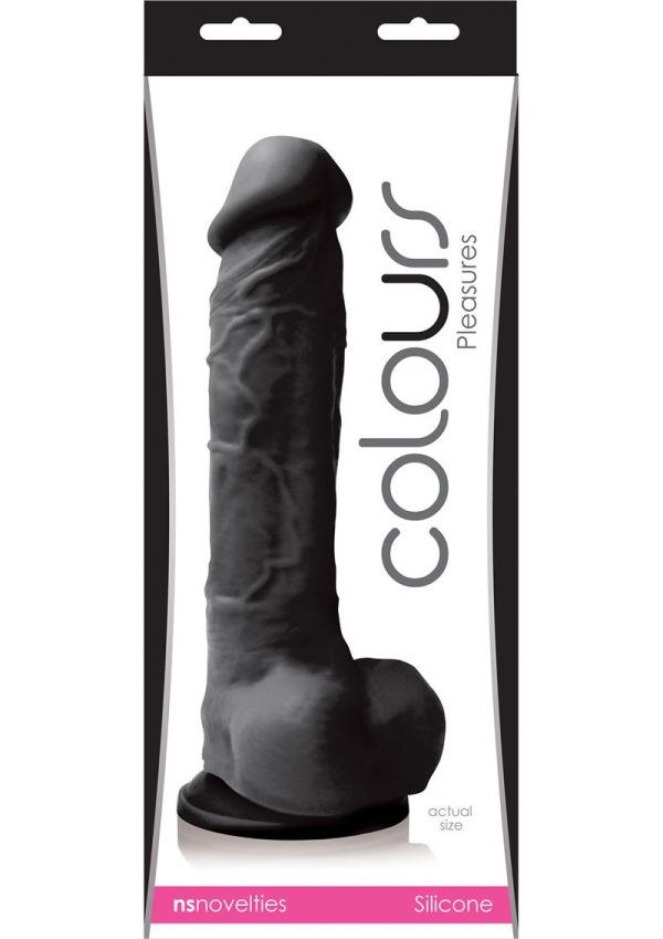 Colours Pleasures Silicone Dildo 8in - Black