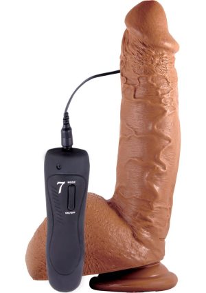 Shane Diesel Realistic Vibrating Dildo with Balls and Remote Control 10in - Chocolate