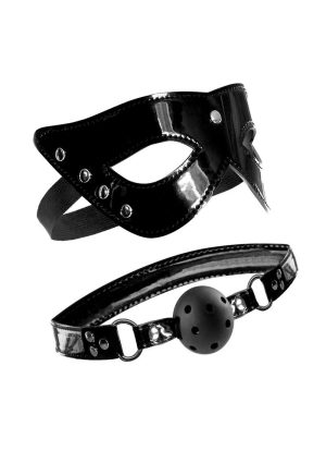 Fetish Fantasy Series Limited Edition Masquerade Mask and Ball Gag Set - Black