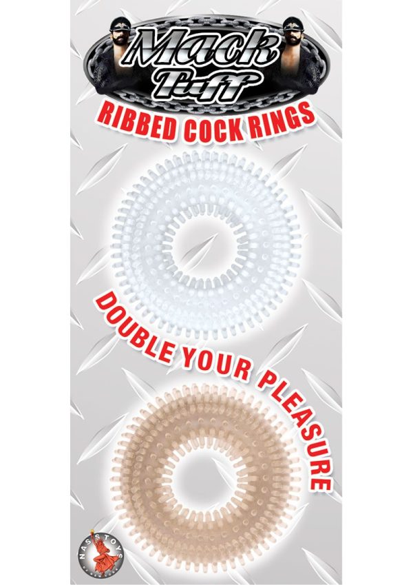 Mack Tuff Ribbed Cock Rings (2 pack) - Clear/Smoke