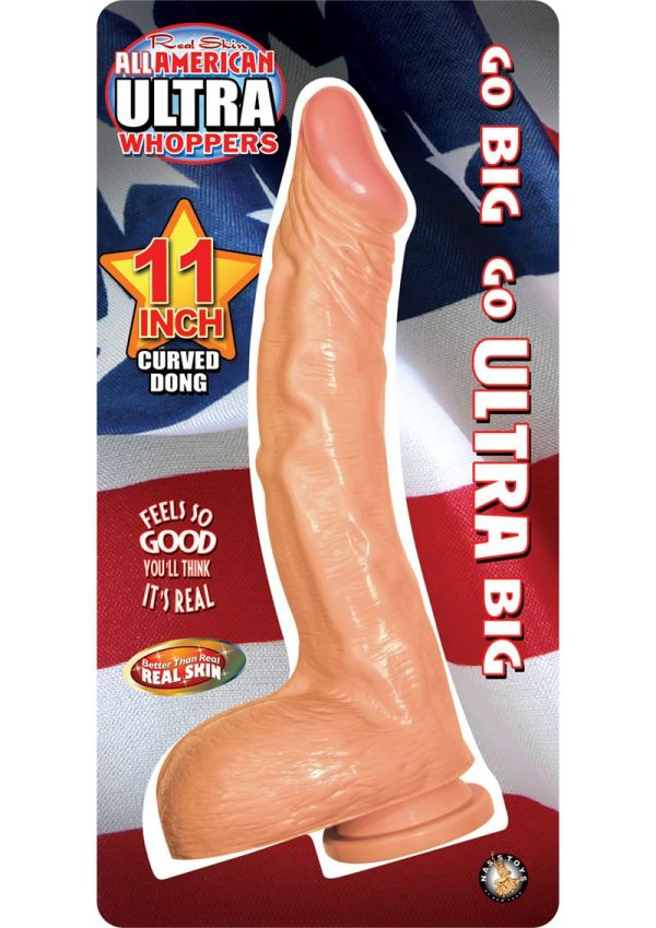 All American Ultra Whoppers Curved Dildo 11in - Vanilla