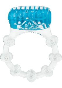 Color Pop Quickie Screaming O Vibrating Ring Silicone Cock Ring - Blue