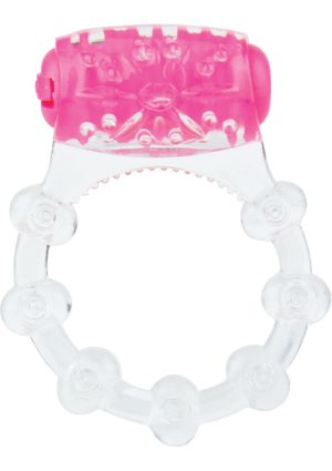 Color Pop Quickie Screaming O Vibrating Ring Silicone Cock Ring - Pink