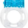 Color Pop Quickie Screaming O Plus Vibrating Ring Silicone Cock Ring - Blue