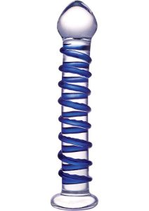 Glas Blue Spiral Glass Dildo