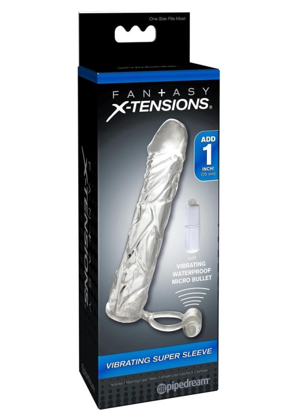 Fantasy X-Tensions Vibrating Super Sleeve Extension Waterproof 6.1in - Clear