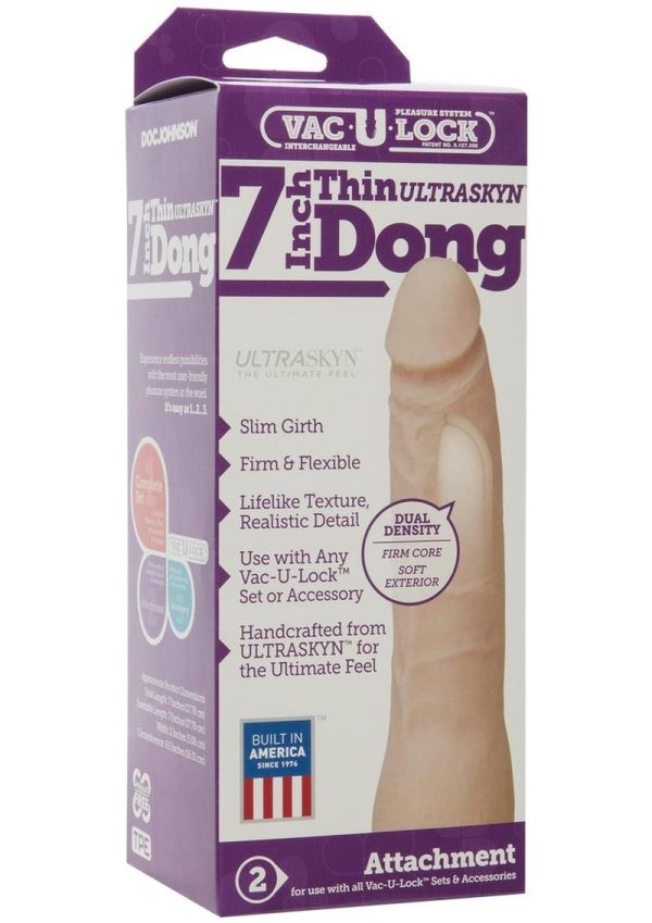 Vac-U-Lock Ultraskyn Thin Dildo 7in - Vanilla