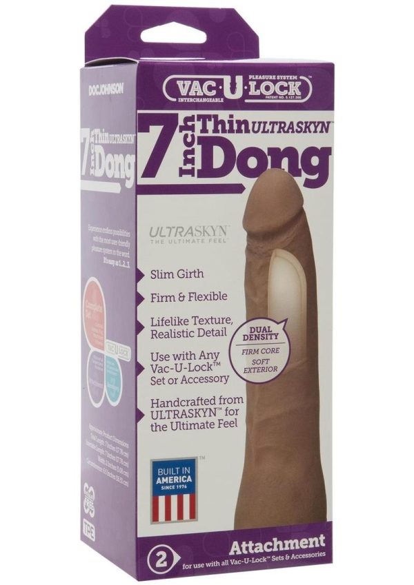 Vac-U-Lock Ultraskyn Thin Dildo 7in - Caramel