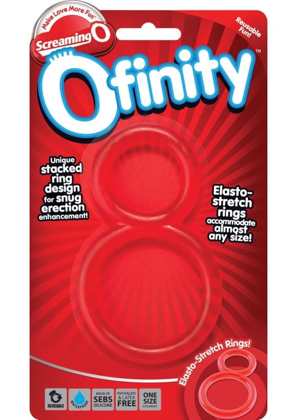 Ofinity Super Stretchy Double Silicone Cock Ring Waterproof - Red