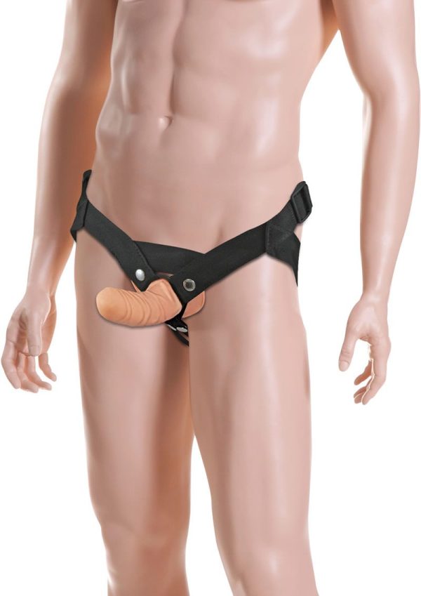 Sportsheets Everlaster Stud Hollow Dong With Strap-On Harness - Black/Vanilla