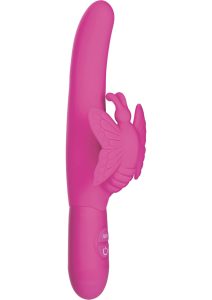 Fluttering Butterfly Silicone Rabbit Vibrator - Pink