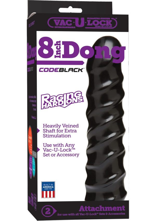 Vac-U-Lock CodeBlack Raging Hard-Ons Dildo 8in - Black