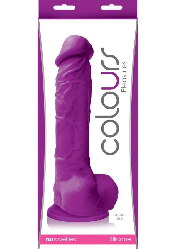 Colours Pleasures Silicone Dildo 8in - Purple