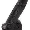 King Cock Dildo with Balls 7in - Black