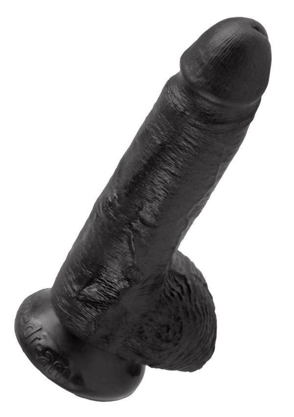 King Cock Dildo with Balls 7in - Black