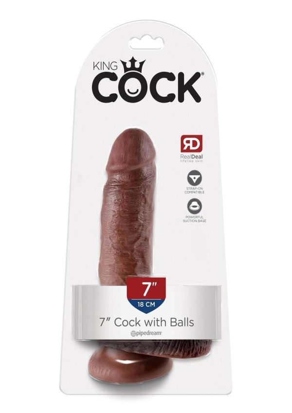 King Cock Dildo with Balls 7in - Chocolate