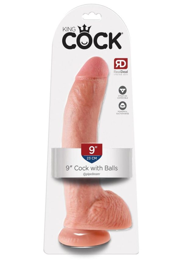 King Cock Dildo with Balls 9in - Vanilla