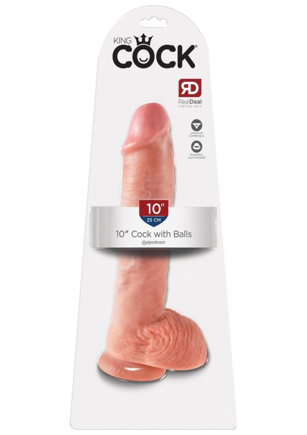 King Cock Dildo with Balls 10in - Vanilla