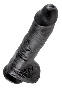 King Cock Dildo with Balls 10in - Black