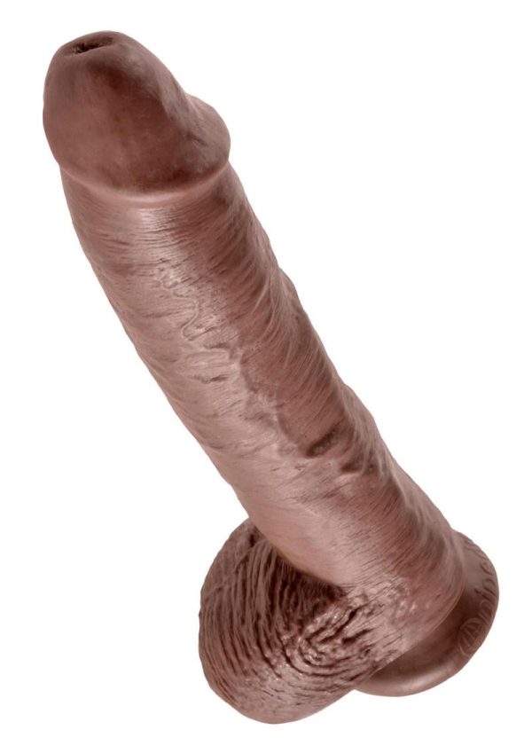 King Cock Dildo with Balls 10in - Chocolate