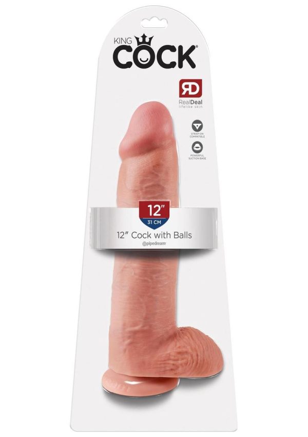 King Cock Dildo with Balls 12in - Vanilla