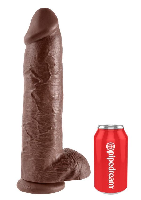 King Cock Dildo with Balls 12in - Chocolate