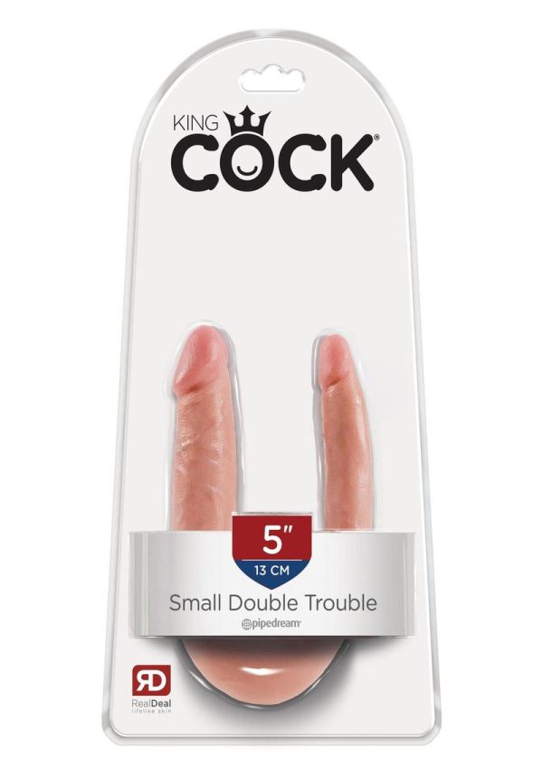 King Cock U-Shaped Small Double Trouble Dildo - Vanilla