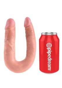 King Cock U-Shaped Medium Double Trouble Dildo - Vanilla