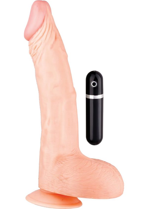 Maxx Men Curved Vibrating Dildo 11in - Vanilla