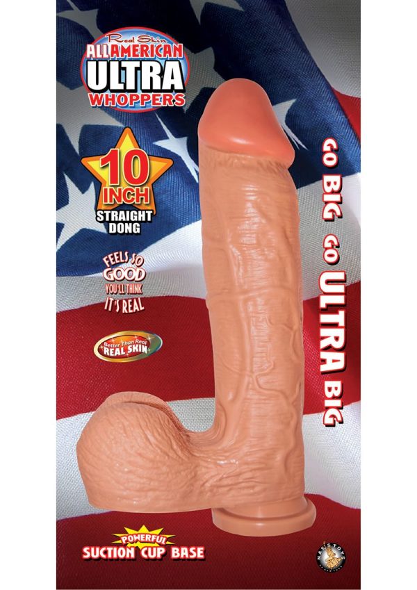 Real Skin All American Ultra Whoppers Straight Dildo 10in - Vanilla