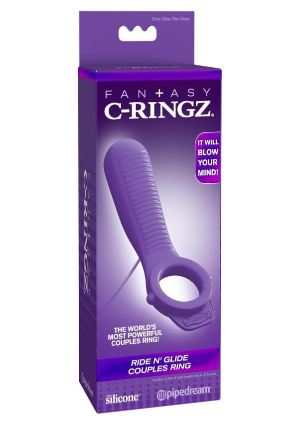 Fantasy C-Ringz Silicone Ride N` Glide Couples Cock Ring - Purple