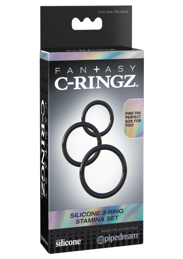 Fantasy C-Ringz Silicone 3-Ring Stamina Cock Ring Set - Black