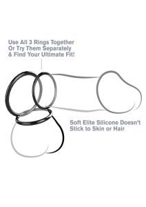 Fantasy C-Ringz Silicone 3-Ring Stamina Cock Ring Set - Black