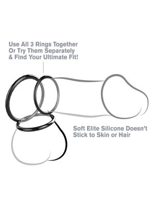 Fantasy C-Ringz Silicone 3-Ring Stamina Cock Ring Set - Black