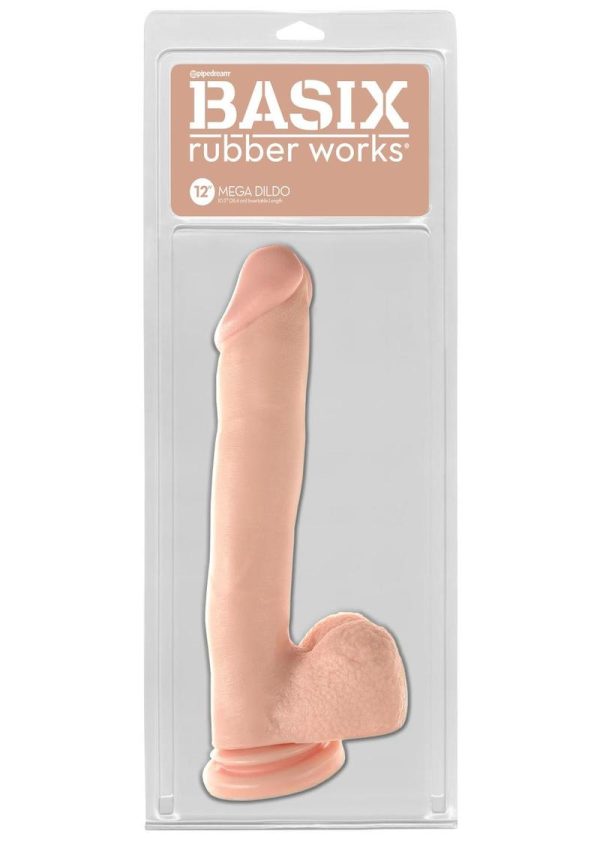 Basix Rubber Works Mega Dildo 12in - Vanilla