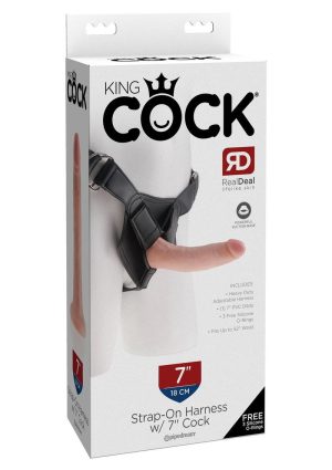 King Cock Strap on Harness with Dildo 7in - Vanilla