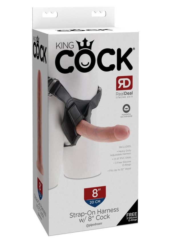 King Cock Strap on Harness with Dildo 8in - Vanilla