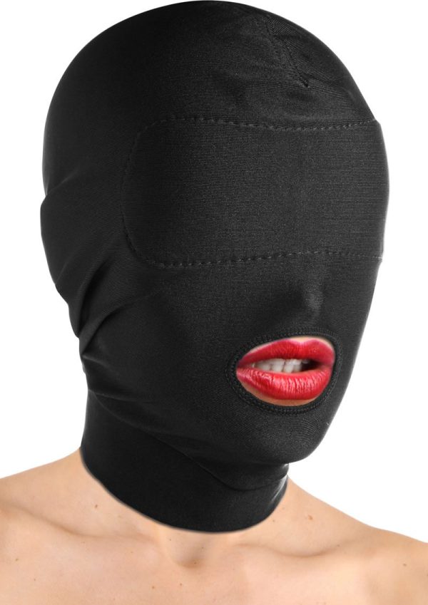 Master Series Disguise Open Mouth Hood with Padded Blindfold - Black