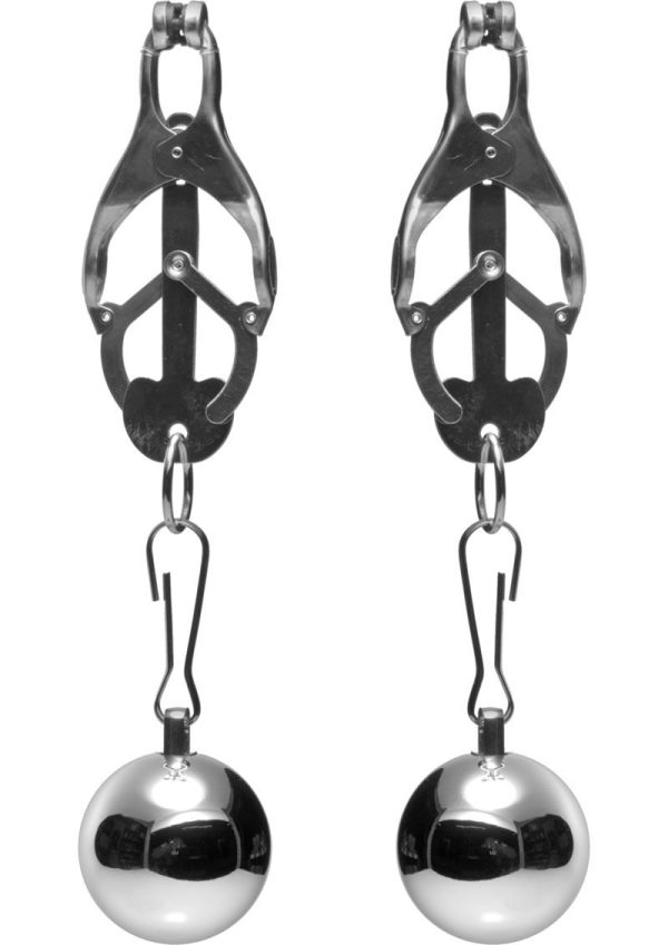Master Series Deviant Monarch Weighted Nipple Clamps - Silver