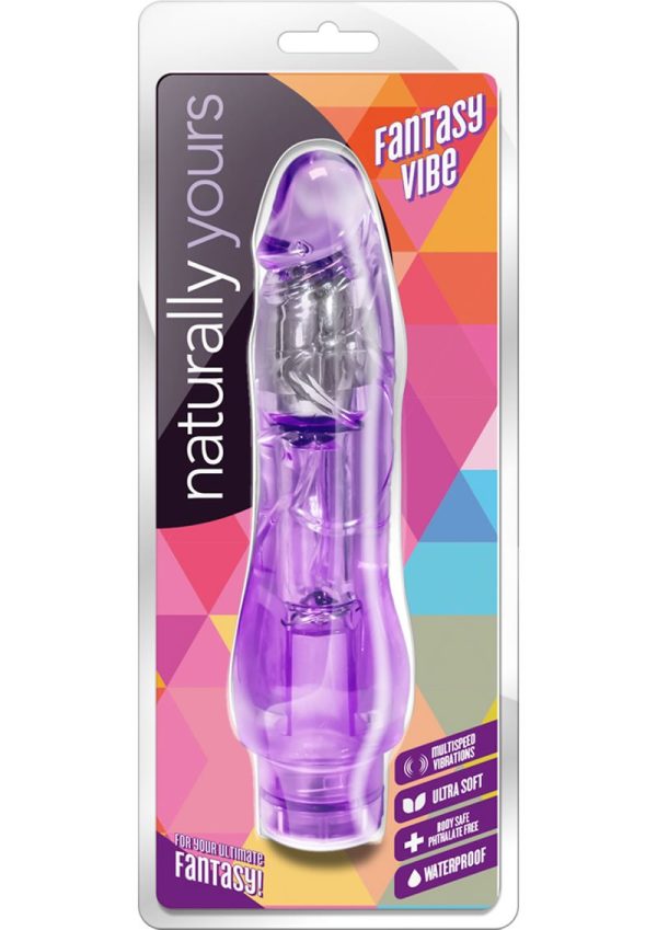 Naturally Yours Fantasy Vibrating Dildo 8.5in - Purple